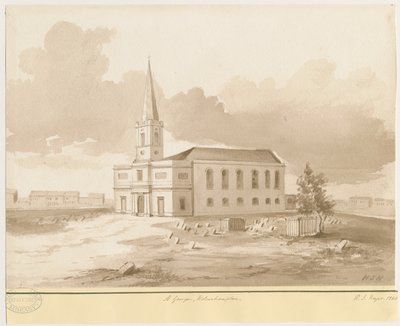 Wolverhampton - Iglesia de San Jorge: dibujo en sepia, 1844 de Henry James Noyes