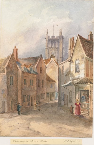 Wolverhampton - Iglesia de San Pedro: acuarela, 1844 de Henry James Noyes