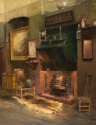 Interior - El estudio del artista (óleo sobre lienzo) de Henry Jobson Bell