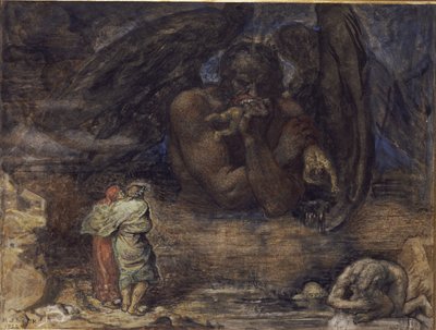 Dante y Virgilio encuentran a Lucifer en el Infierno de Henry John Stock