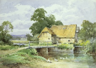 Junto a un molino de agua de Surrey (acuarela) de Henry John Sylvester Stannard