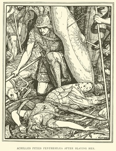 Aquiles Compadece a Pentesilea después de Matarla de Henry Justice Ford