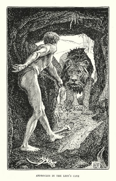 Androcles en la cueva del león (grabado) de Henry Justice Ford