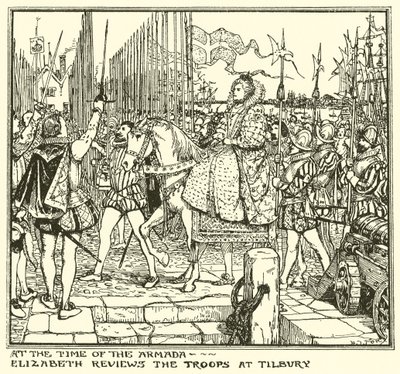 En la época de la Armada. Isabel revisa las tropas en Tilbury de Henry Justice Ford