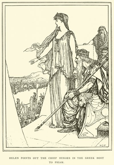 Helena Señala a los Héroes Principales en el Ejército Griego a Príamo de Henry Justice Ford