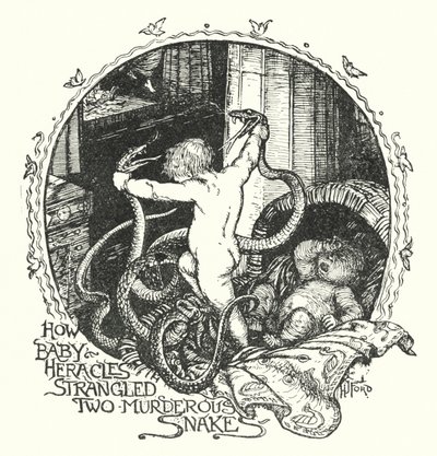 Cómo el bebé Heracles estranguló dos serpientes asesinas de Henry Justice Ford