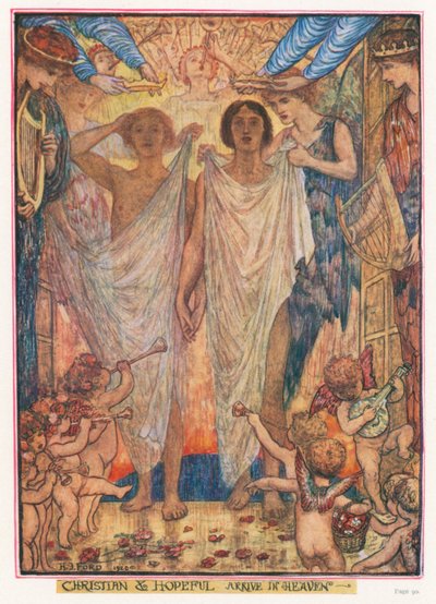 Ilustración de El progreso del peregrino de John Bunyan (litografía en color) de Henry Justice Ford