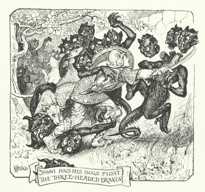 Janni y sus perros luchan contra el dragón de tres cabezas de Henry Justice Ford