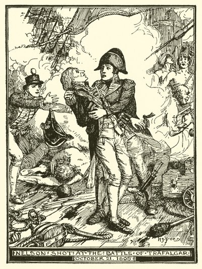 Nelson herido en la batalla de Trafalgar, 21 de octubre de 1805 de Henry Justice Ford