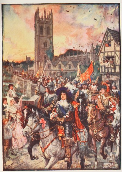 El príncipe Ruperto en Oxford, yendo a la batalla, ilustración de 
