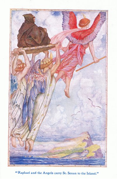 Rafael y los ángeles llevan a San Sennan a la isla de Henry Justice Ford