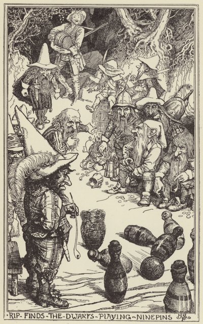 Rip encuentra a los enanos jugando a los bolos de Henry Justice Ford