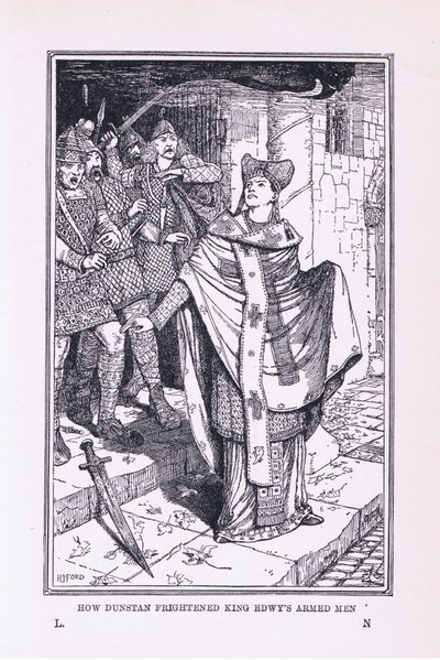 San Dunstan asusta a los hombres armados del rey Edwys de Henry Justice Ford