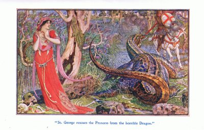 San Jorge rescata a la princesa del horrible dragón, 1912 de Henry Justice Ford