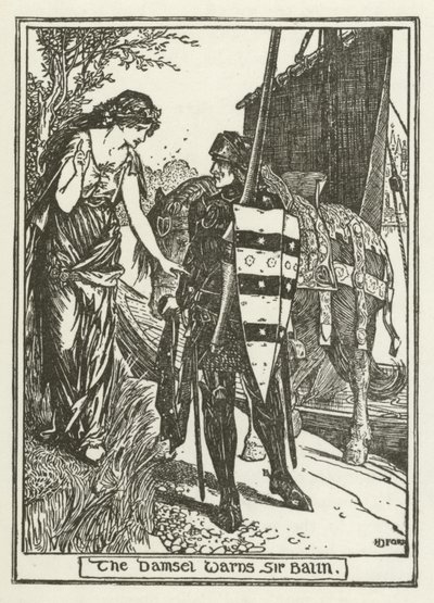 La doncella advierte a Sir Balin de Henry Justice Ford