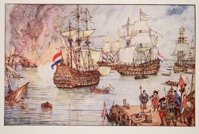 Los holandeses en el Medway, ilustración de 