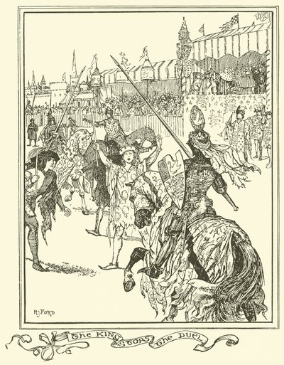 El Rey Detiene el Duelo (grabado) de Henry Justice Ford