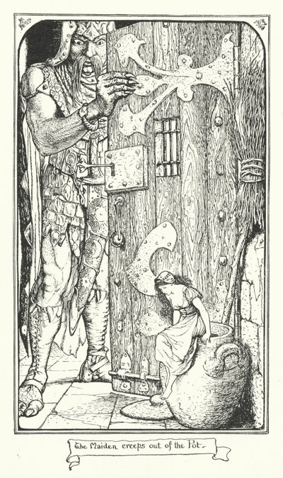 La doncella se arrastra fuera de la olla (grabado) de Henry Justice Ford