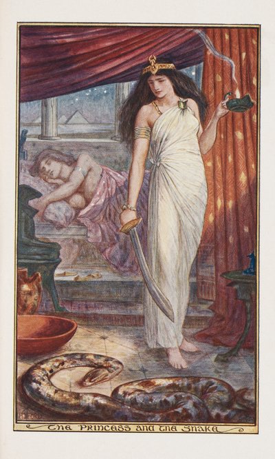La Princesa y la Serpiente, ilustración de The Brown Fairy Book por Andrew Laing, 1904 de Henry Justice Ford