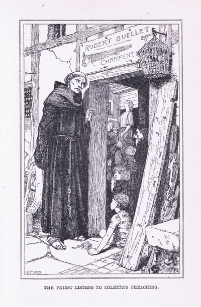 El sacerdote escucha la predicación de Colette, 1912 de Henry Justice Ford