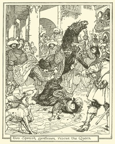 Dos caballeros españoles rescatan a la reina de Henry Justice Ford