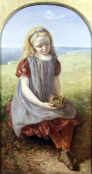 Niña con nido de pájaros de Henry Larpent Roberts