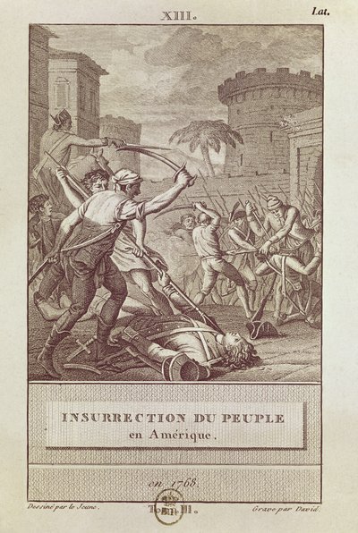 Insurrección del pueblo americano en 1768, grabado por David de Henry Le Jeune