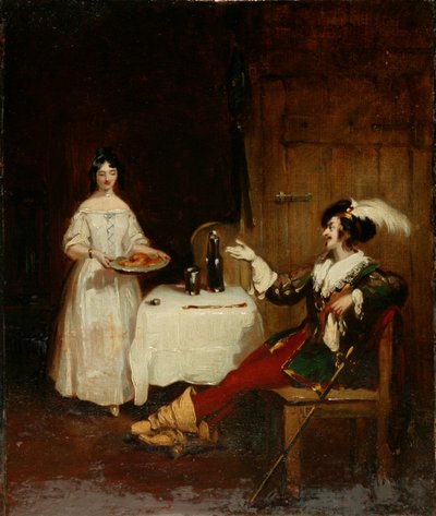 Sir Piercie Shafton y Mysie Harper, c.1831 (óleo sobre lienzo) de Henry Liverseege