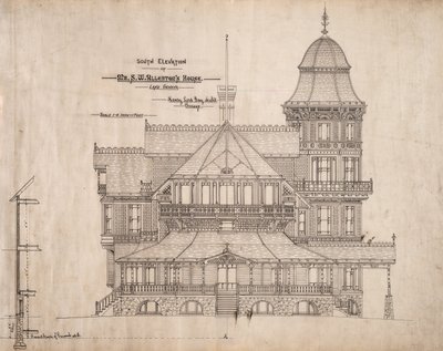 Casa para el Sr. S.W. Allerton, Lago Ginebra, Wisconsin: Elevación sur de Henry Lord Gay