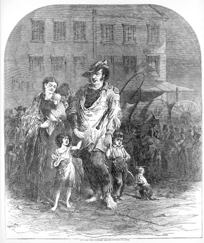 Refugiados del norte de Missouri entrando en St. Louis, pub. c.1894 de Henry Louis Stephens