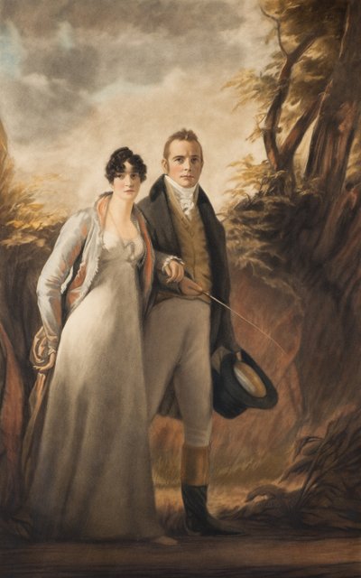 Sr. y Sra. Campbell de Kailzie (mezzotinta) de Henry Macbeth Raeburn