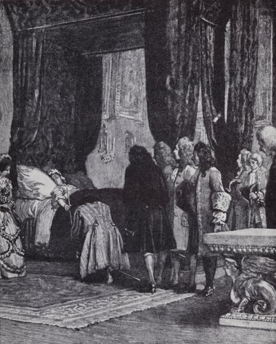 La Reina Ana en su lecho de muerte nombrando al Duque de Shrewsbury como Lord Tesorero de Henry Marriott (after) Paget