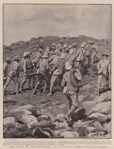 Una gran hazaña, los hombres hábiles llevando un cañón a la cima de Kopje en camino a Kimberley de Henry Marriott Paget