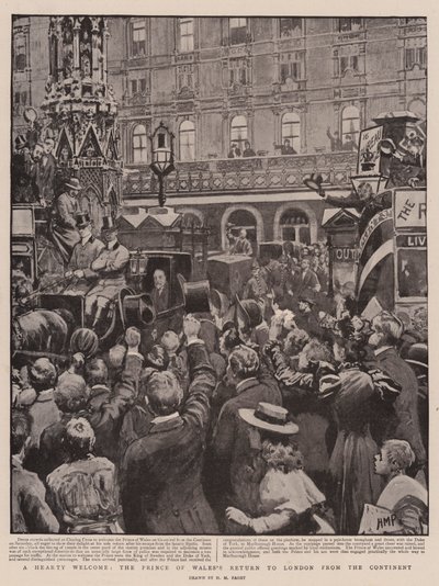 Una cálida bienvenida, el regreso del príncipe de Gales a Londres desde el continente de Henry Marriott Paget
