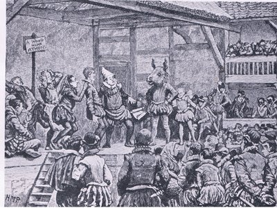 Sueño de una noche de verano como se representó en un teatro isabelino, de la Historia del Pueblo Británico de Cassell publicada por la Waverley Book Company, c.1950 de Henry Marriott Paget