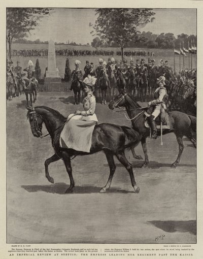 Una revisión imperial en Stettin, la emperatriz liderando su regimiento ante el káiser de Henry Marriott Paget