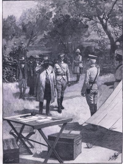 La rendición de Cronje, ilustración de la Historia de Inglaterra de Cassell, 1900s de Henry Marriott Paget