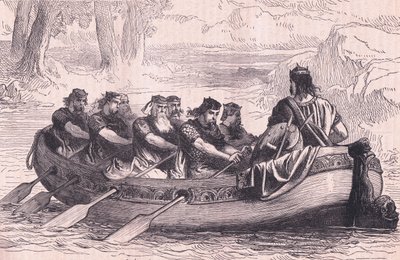 Edgar el Pacífico siendo remado por el Dee por ocho príncipes tributarios AD 956 de Henry Marriott Paget