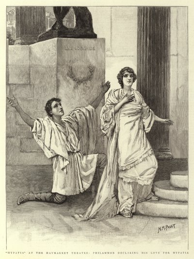 Hipatia en el Teatro Haymarket, Filamón declarando su amor por Hipatia de Henry Marriott Paget