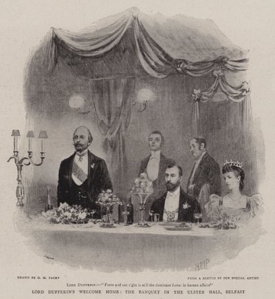 Bienvenida a casa de Lord Dufferin, el banquete en el Ulster Hall, Belfast de Henry Marriott Paget