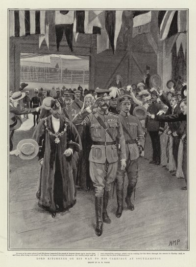 Lord Kitchener en su camino a su carruaje en Southampton de Henry Marriott Paget