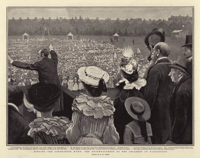 Cantando el himno de coronación, el entretenimiento para los niños de Paddington de Henry Marriott Paget