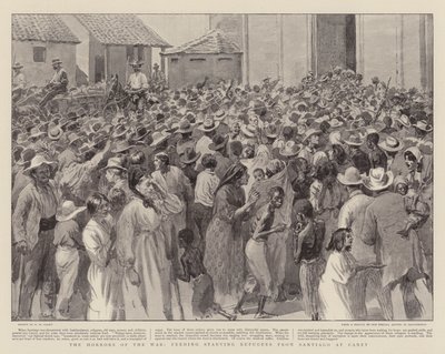 Los horrores de la guerra, alimentando a los refugiados hambrientos de Santiago en Caney de Henry Marriott Paget
