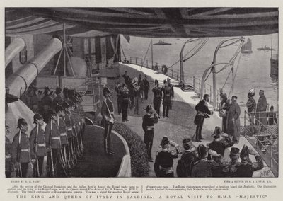 El Rey y la Reina de Italia en Cerdeña, una visita real al HMS Majestic de Henry Marriott Paget