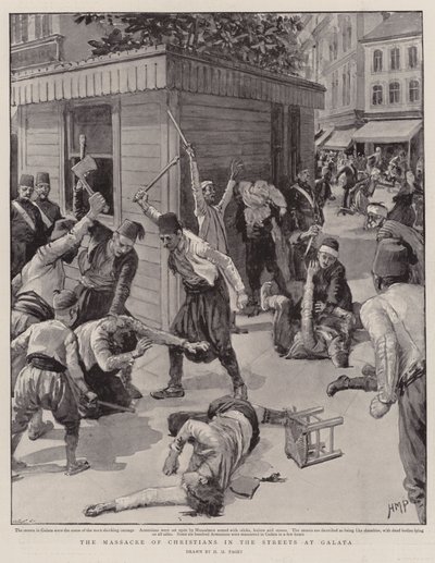 La masacre de cristianos en las calles de Galata de Henry Marriott Paget