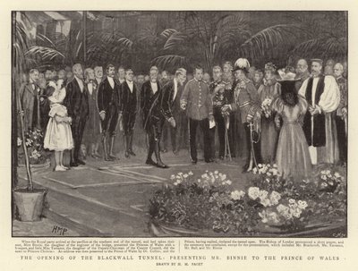 La apertura del túnel de Blackwall, presentando al Sr. Binnie al Príncipe de Gales de Henry Marriott Paget