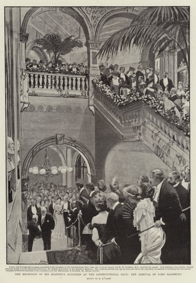 La Recepción de los Ministros de Su Majestad en el Club Constitucional, la llegada de Lord Salisbury de Henry Marriott Paget
