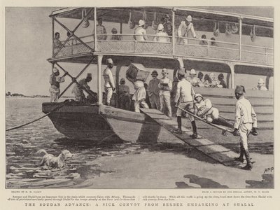 El avance de Sudán, un convoy de enfermos de Berber embarcando en Shalal de Henry Marriott Paget