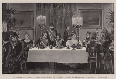 El sultán de Turquía en casa, Abdul Hamid entreteniendo al embajador británico en la cena en Yildiz Kiosk de Henry Marriott Paget