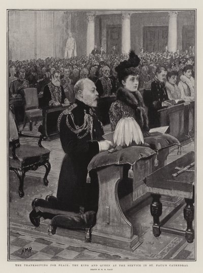 El agradecimiento por la paz, el Rey y la Reina en el servicio en la Catedral de San Pablo de Henry Marriott Paget